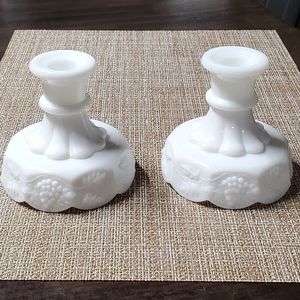 Vintage Westmoreland Milk Glass candle holders